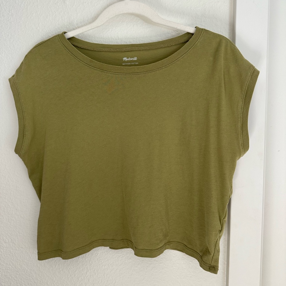 Madewell Olive Green Cropped Tee